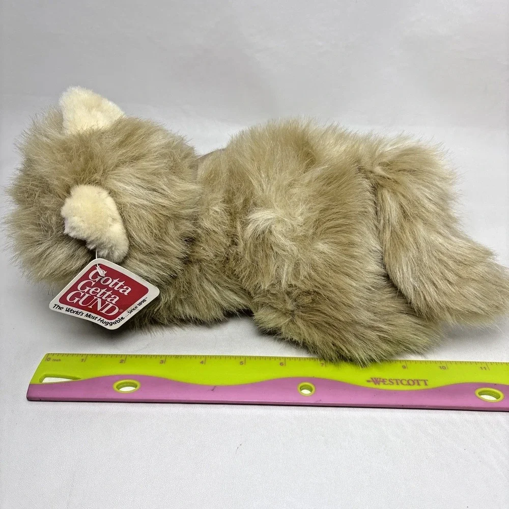 Gund Scraps Tabby Cat‎ With Tag Laying Plush Cream Fur Stuffed Animal Realistic